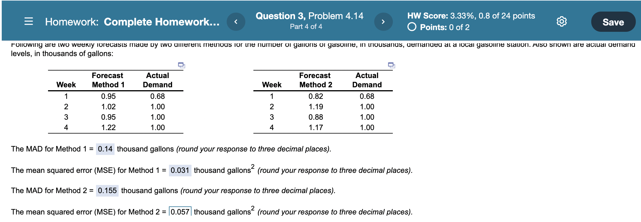 Only need the final answer = Homework: Complete