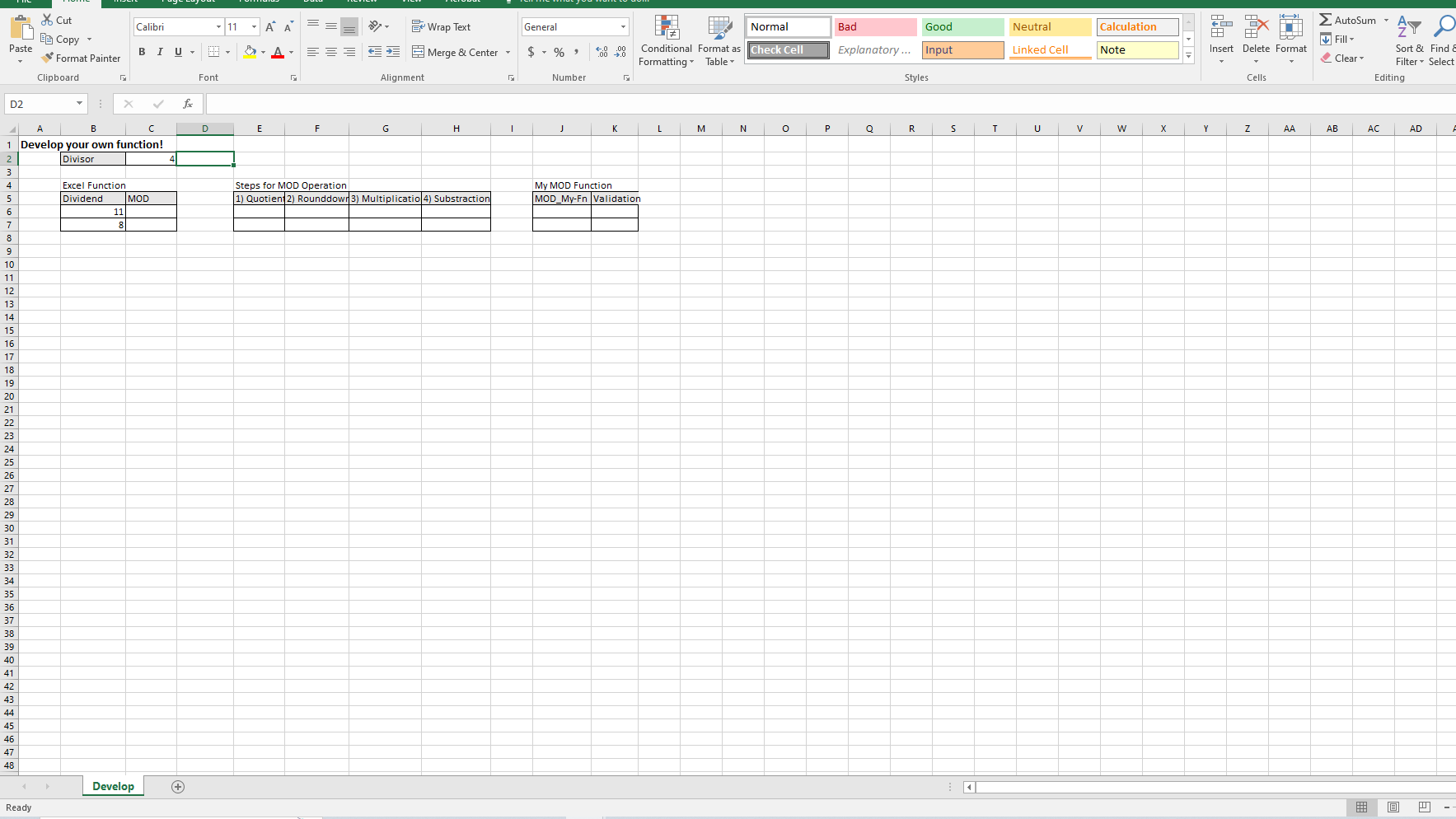 MOD is an Excel function that calculates the