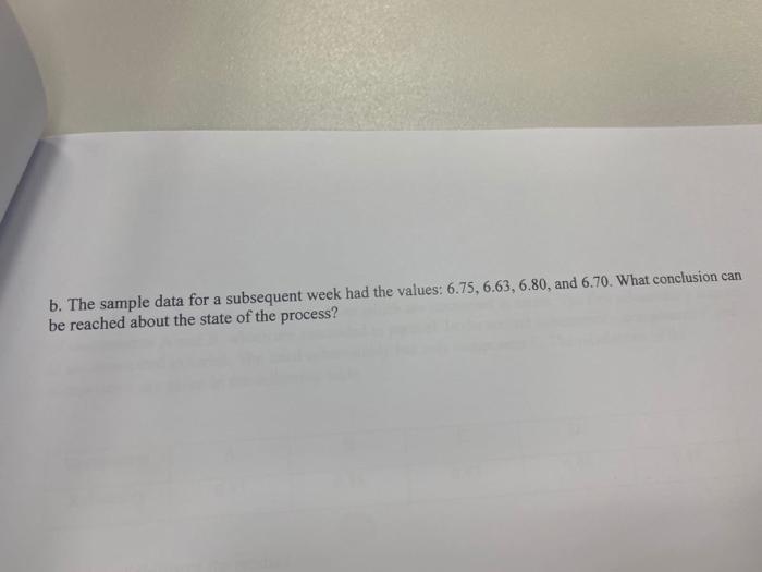 a b. The sample data for a subsequent week had