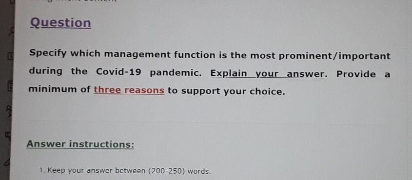 mgt 230 Question Specify which management