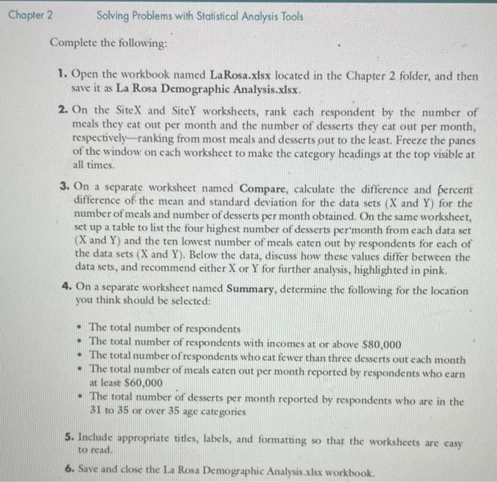 Level 2 - Analyzing Demographic Data for La Rosa