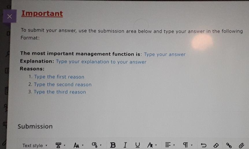 mgt 230 Question Specify which management
