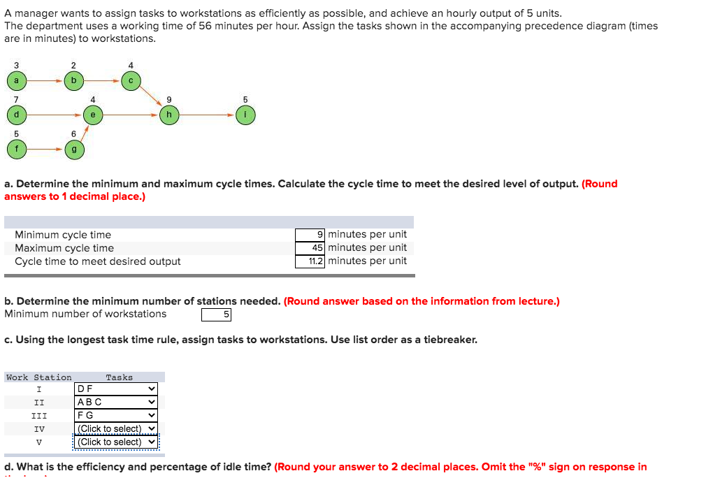 A manager wants to assign tasks to workstations