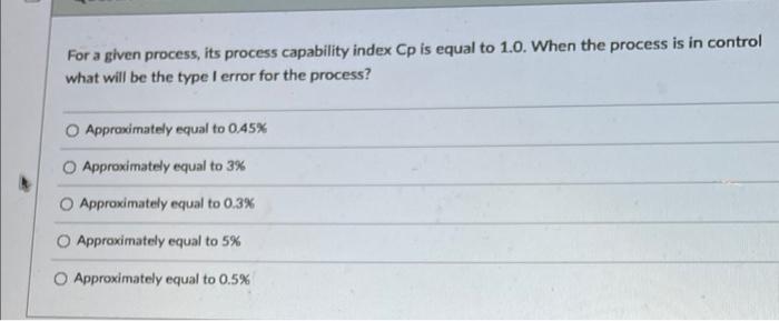For a given process, its process capability index