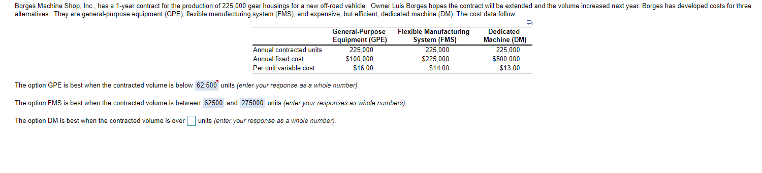 Borges Machine Shop, Inc., has a 1-year contract