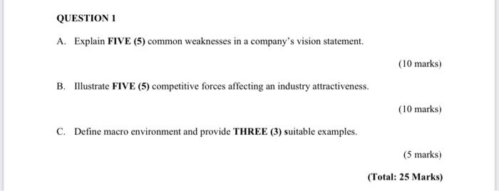 QUESTION 1 A. Explain FIVE (5) common weaknesses