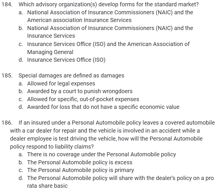 184. Which advisory organization(s) develop forms