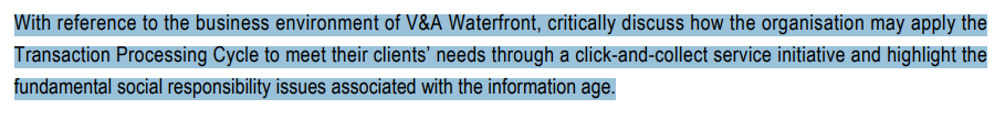 With reference to the business environment of V&A