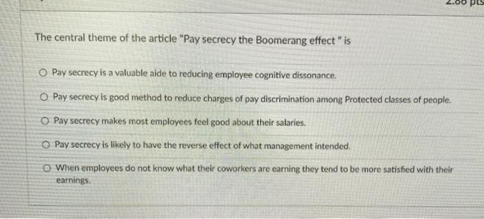 The central theme of the article "Pay secrecy the