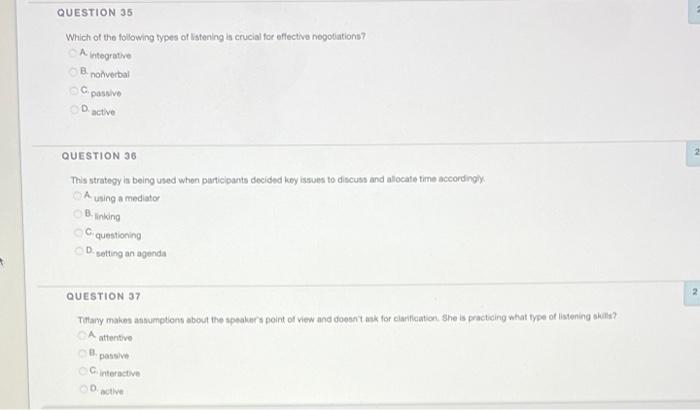 QUESTION 35 Which of the following types of