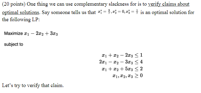 (20 points) One thing we can use complementary