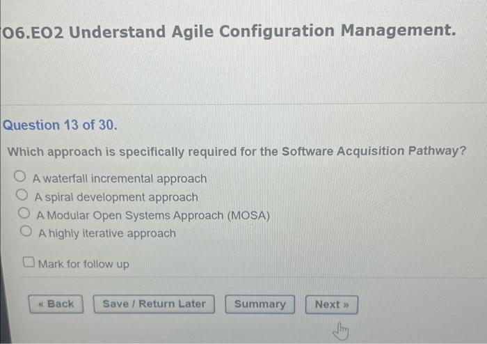D6.EO2 Understand Agile Configuration Management.