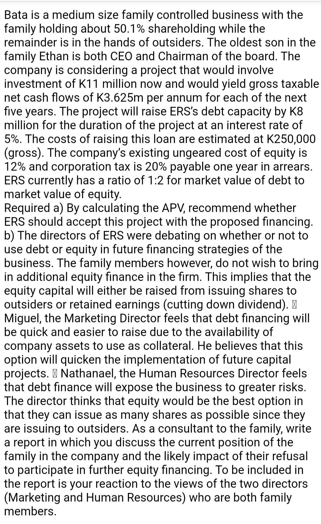 Bata is a medium size family controlled business