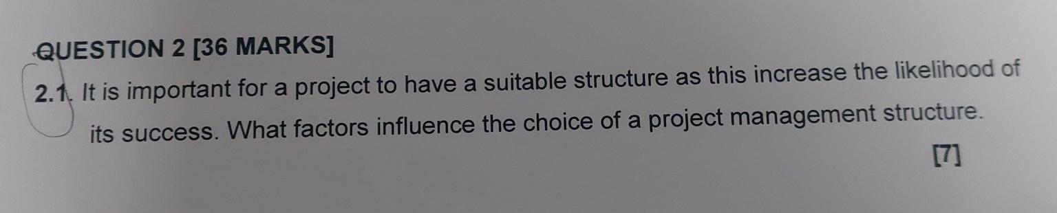 a QUESTION 2 [36 MARKS] 2.1. It is important for