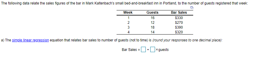 Lori Cook has developed the following forecasting