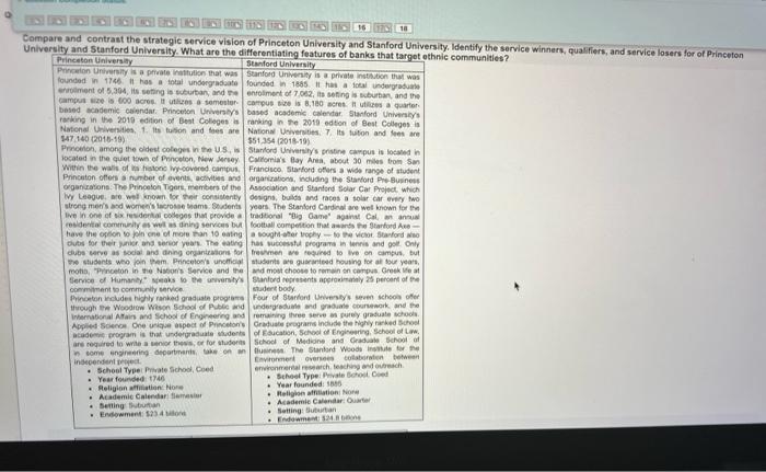 16 18 Compare and contrast the strategic service