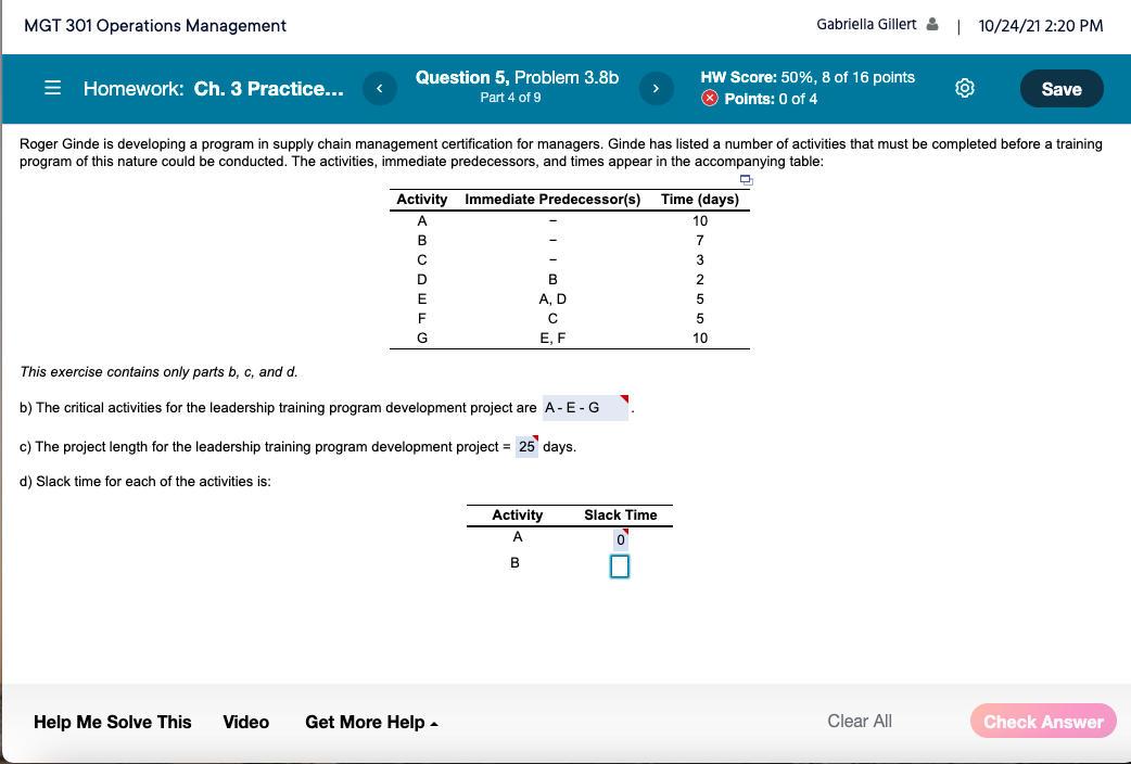 Roger Ginde is developing a program in supply