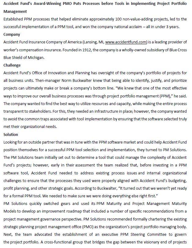 Accident Fund's Award-Winning PMO Puts Processes