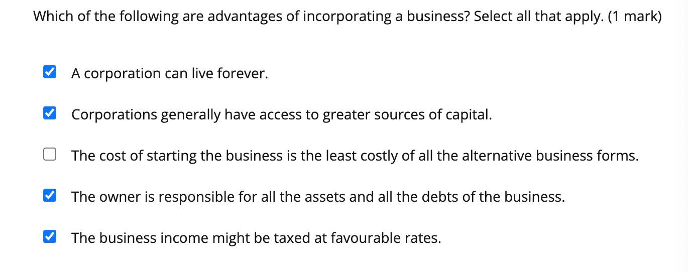 Which of the following are advantages of