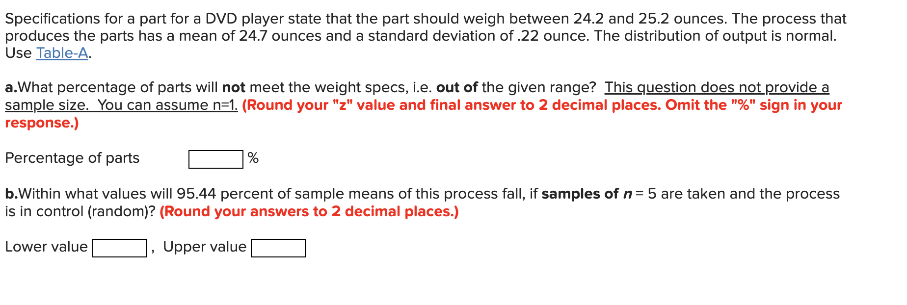 Specifications for a part for a DVD player state