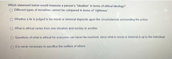 Which statement below would measure a person's