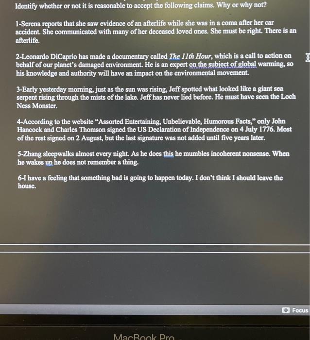 Question #2 I Identify whether or not it is