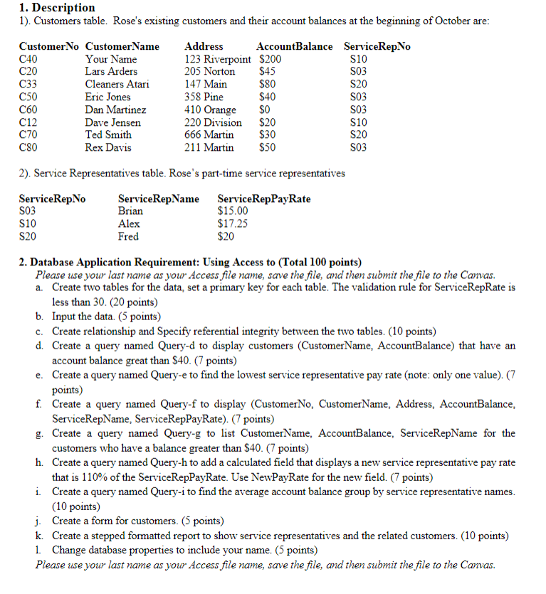 show steps on jow to solve with microsoft access.