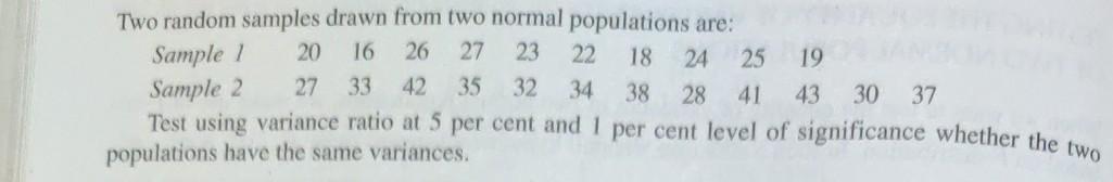 Two random samples drawn from two normal