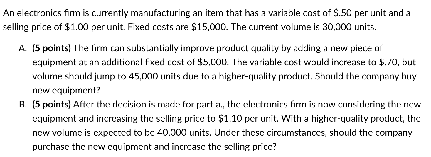 Answer using Excel*** An electronics firm is