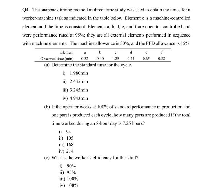 Q4. The snapback timing method in direct time