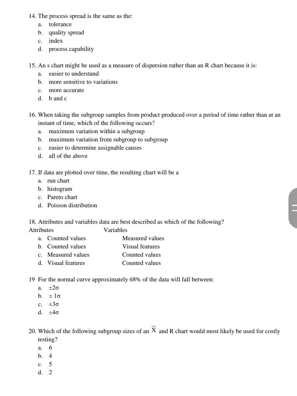 please solve all parts quality control a. 14. The