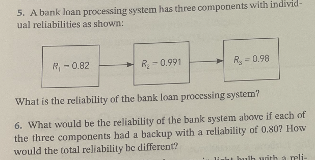 5. A bank loan processing system has three