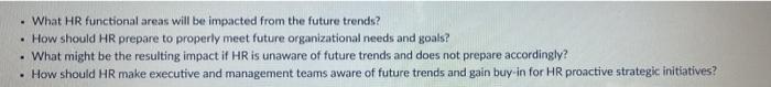 HR Strategy What HR functional areas will be