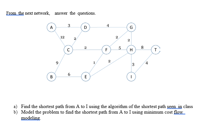 From the next network, answer the questions. A 3
