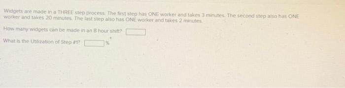 Widgets are made in a THREE step process: The
