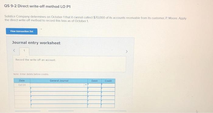 QS 9-2 Direct write-off method LO P1 Solstice
