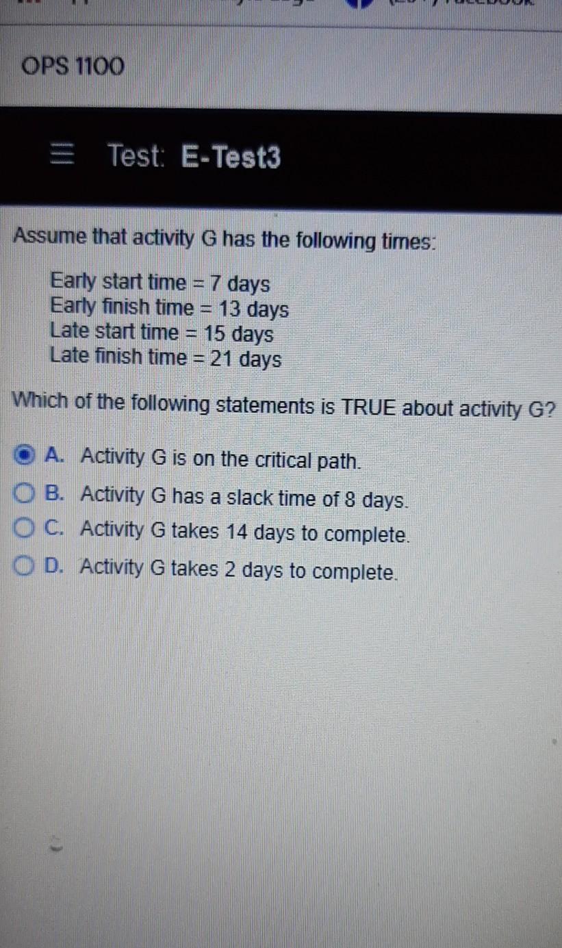 can I have help with this question #13 OPS 1100 E