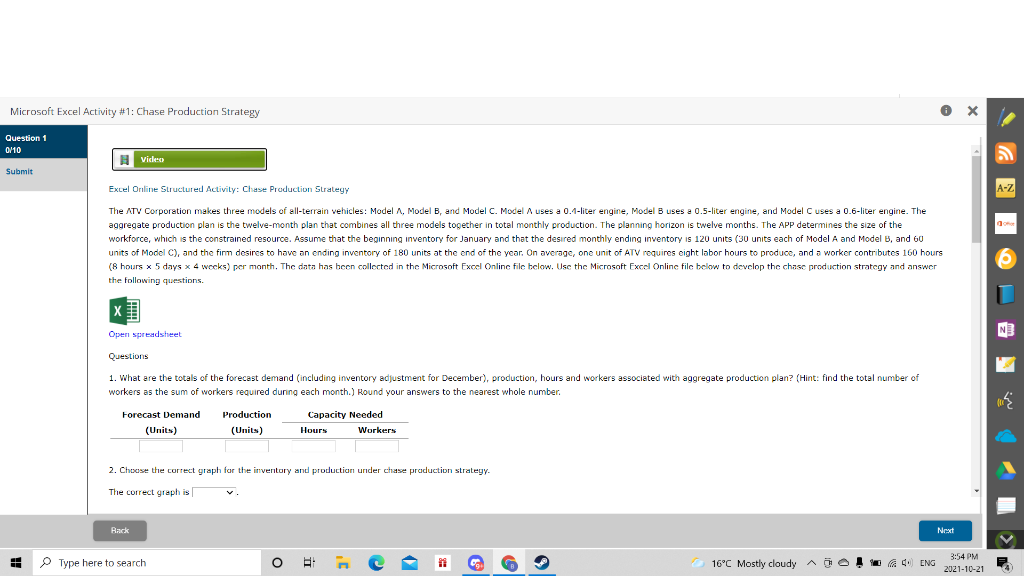 Microsoft Excel Activity #1: Chase Production