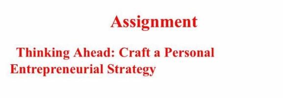 Assignment Thinking Ahead: Craft a Personal