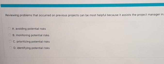 PROJECT MANAGEMENT Reviewing problems that