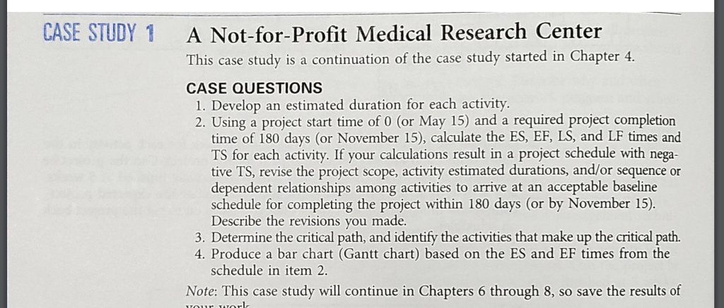 CASE STUDY 1 A Not-for-Profit Medical Research