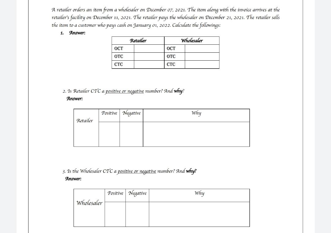 retailer orders an item from a wholesaler on