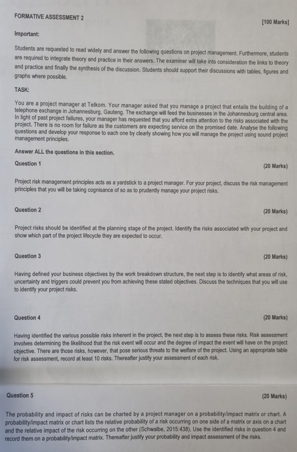 answer the questions on attachment. FORMATIVE