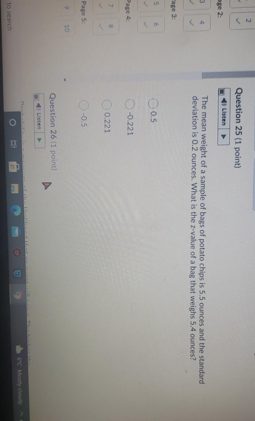 RN Question 25 (1 point) Listen age 2: 3 The mean