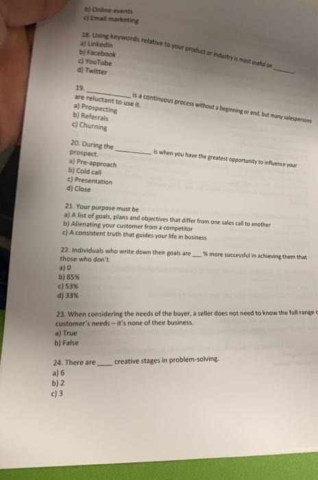 1. Selling is a skill developed only through