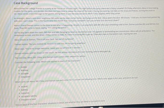 Instructions: . Please read the case and the