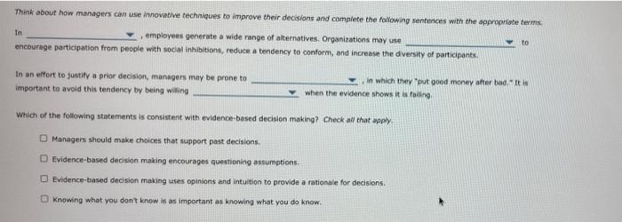 Think about how managers can use innovative