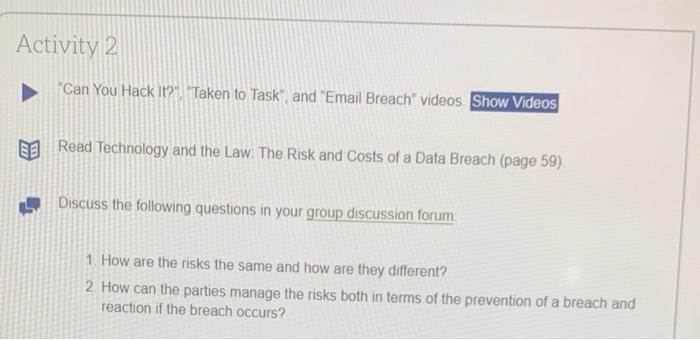 Activity 2 "Can You Hack It?" "Taken to Task" and