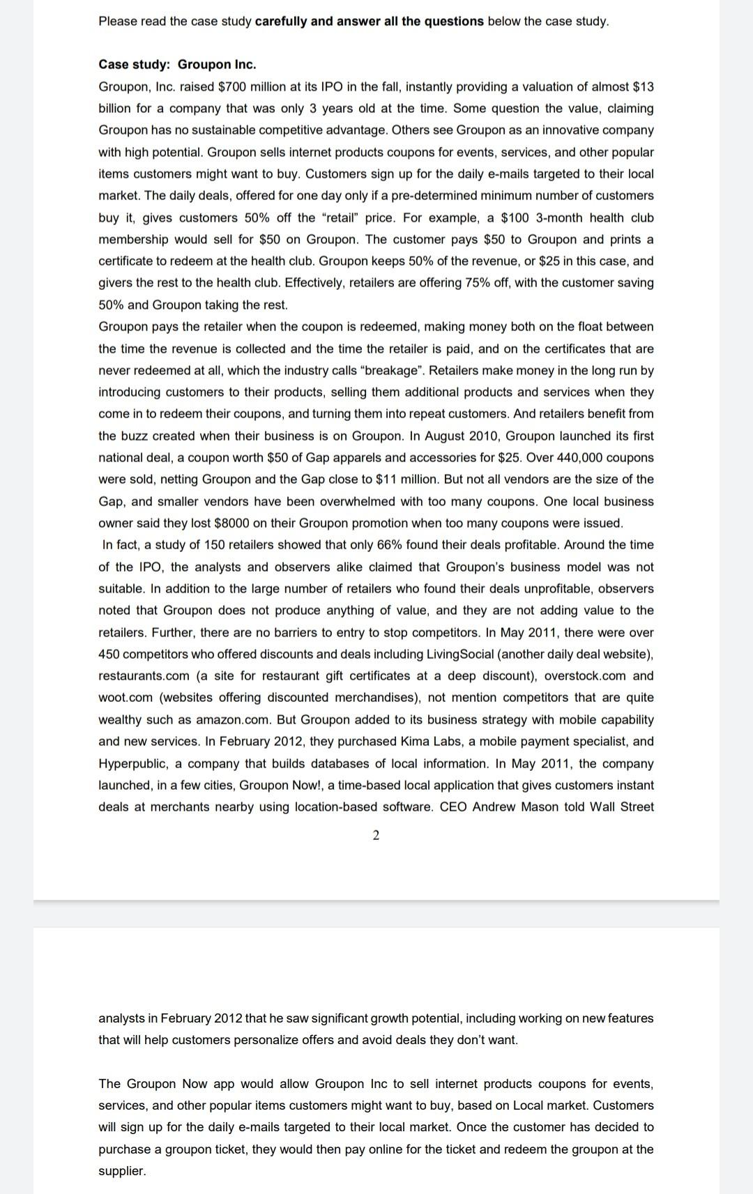 PLEASE read the case study and answer