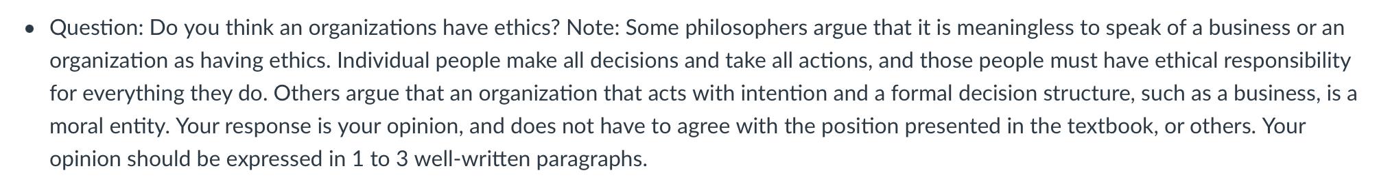 Question: Do you think an organizations have